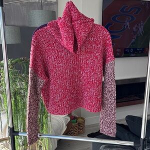Only Women's Pink and Purple Cowl Neck Sweater